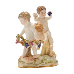 Meissen Porcelain Figural Group of Three Putti at Play