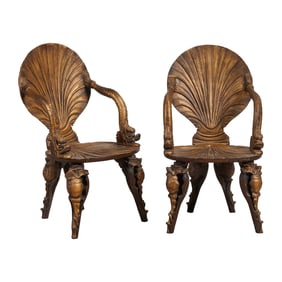 Pair of Italian Grotto Style Armchairs