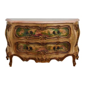 Venetian Style Painted Commode with Marble Top