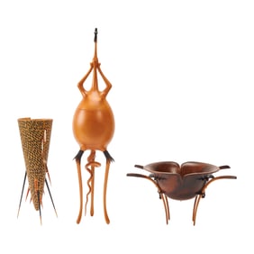 American Craft: Three Carved Wood Sculptural Vessels