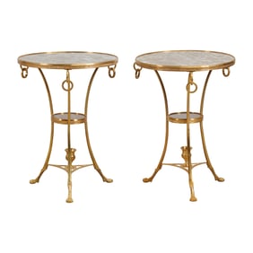 Pair of Neoclassical Style Marble Top Gueridons