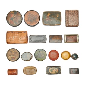 Collection of Snuff Boxes including Agate and Paper Mache