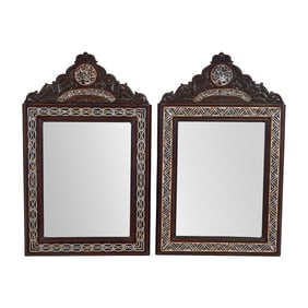 Pair of Portuguese Moorish Style Inlaid Mirrors