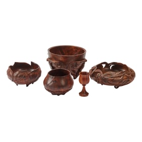 Brenda Behrens Carved Vessels: Four Bowls and a Cup