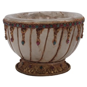 Jeweled Rock Crystal Fluted Bowl