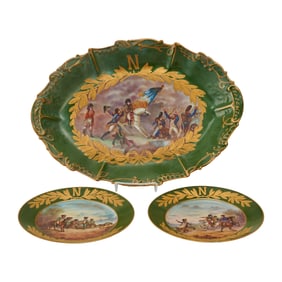 Three Sevres Style Painted Porcelain Plates