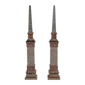 Pair of Grand Tour Style Granite Obelisks