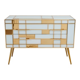 Italian Art Moderne Style Glass Inlaid Chest of Drawers