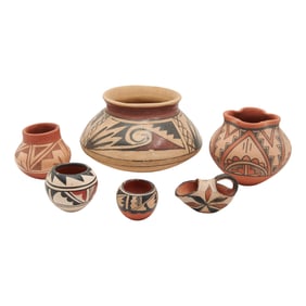 Six Native American Pottery Vessels