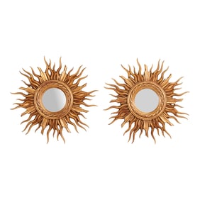 Pair of Giltwood Sunburst Mirrors
