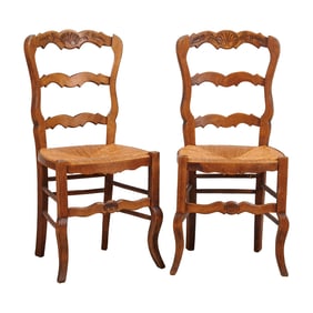 Set of Eight French Provincial Style Ladder Back Side Chairs
