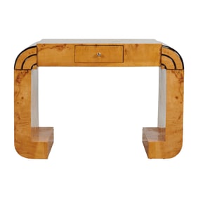 Art Deco Style Parcel Ebonized One Drawer Console