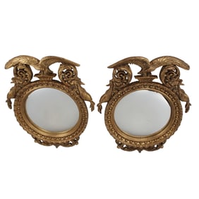 Pair of English Regency Style Convex Mirrors