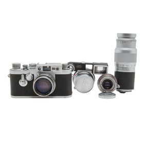Leica IIIG 35 MM Camera Plus Flash and Lenses