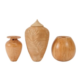 Three American Turned Wood Vessels