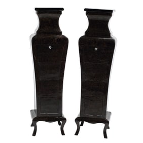 Pair of Art Moderne Style Mechanical Cabinet Pedestals