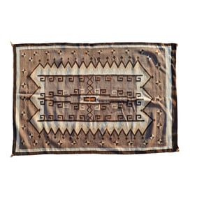 Navajo Dine Two Gray Hills Rug. 4' 5" by 6' 6"