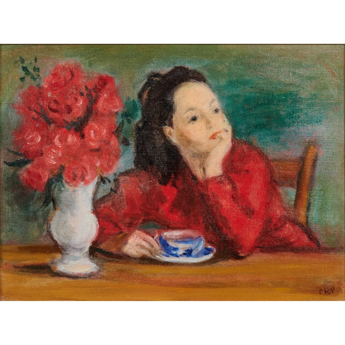 Robert Philipp, Girl with Red Roses, Oil on Canvas (1 of 5)