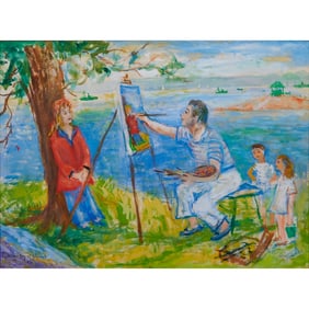 Robert Philipp, Painting at Gloucester, Gouache on Paper