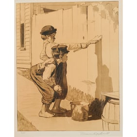 Norman Rockwell, Whitewashing the Fence, A/P Lithograph