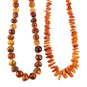 Two Amber Bead Necklaces