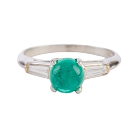 Emerald, Diamond, Platinum Ring