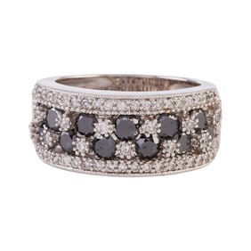 Diamond, Black Diamond, 14k White Gold Ring