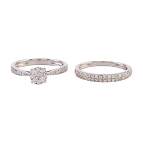 Diamond, 18k White Gold Wedding Ring Set