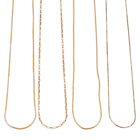 Collection of Four 14k Gold Necklaces