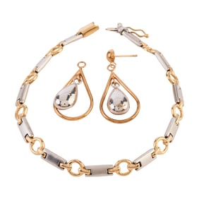 14k Yellow and White Gold Jewelry Suite