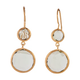 Pair of Green Quartz, Vermeil Earrings