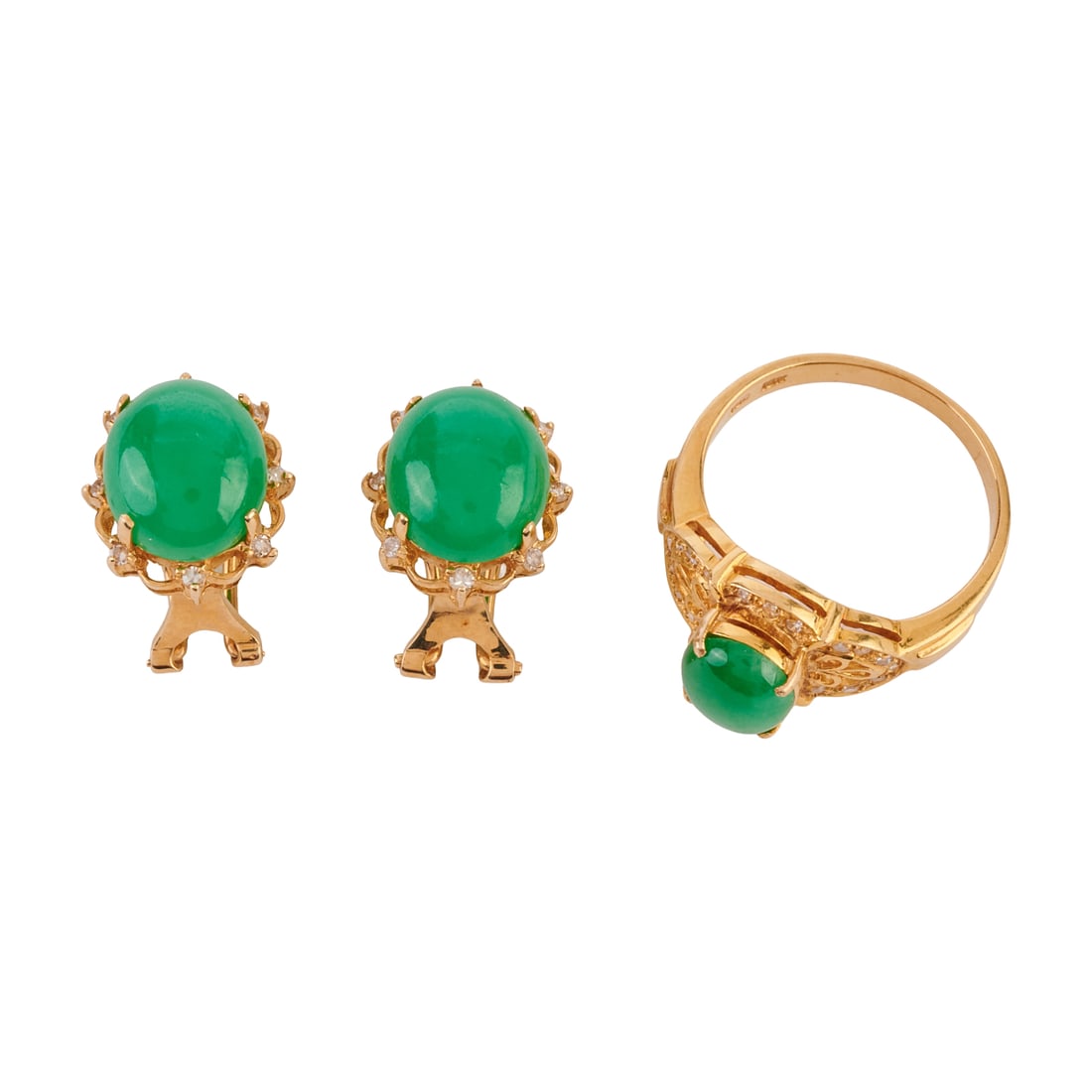 Jadeite Jade, Diamond, 18k, 14k Yellow Gold Jewelry Suite (1 of 7)