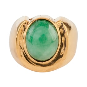 Jadeite Jade, 14k Yellow Gold Ring