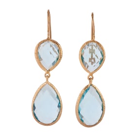 Pair of Blue Topaz, Vermeil Earrings