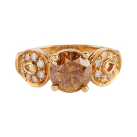 Brown Diamond, Diamond, 18k Yellow Gold Ring