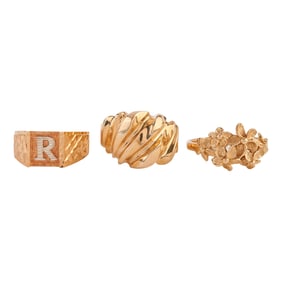 Collection of Three Yellow Gold Rings