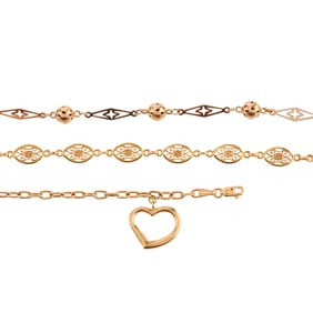 Collection of Three 14k Yellow Gold Bracelets