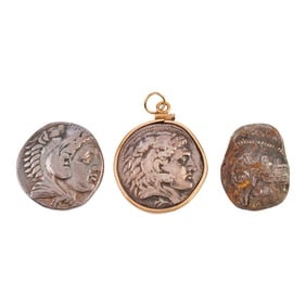 Collection of Three Ancient Greek Coin Pendants