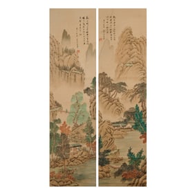 Pair of Chinese Painted Scrolls, Attrib. to Wu Yixiang