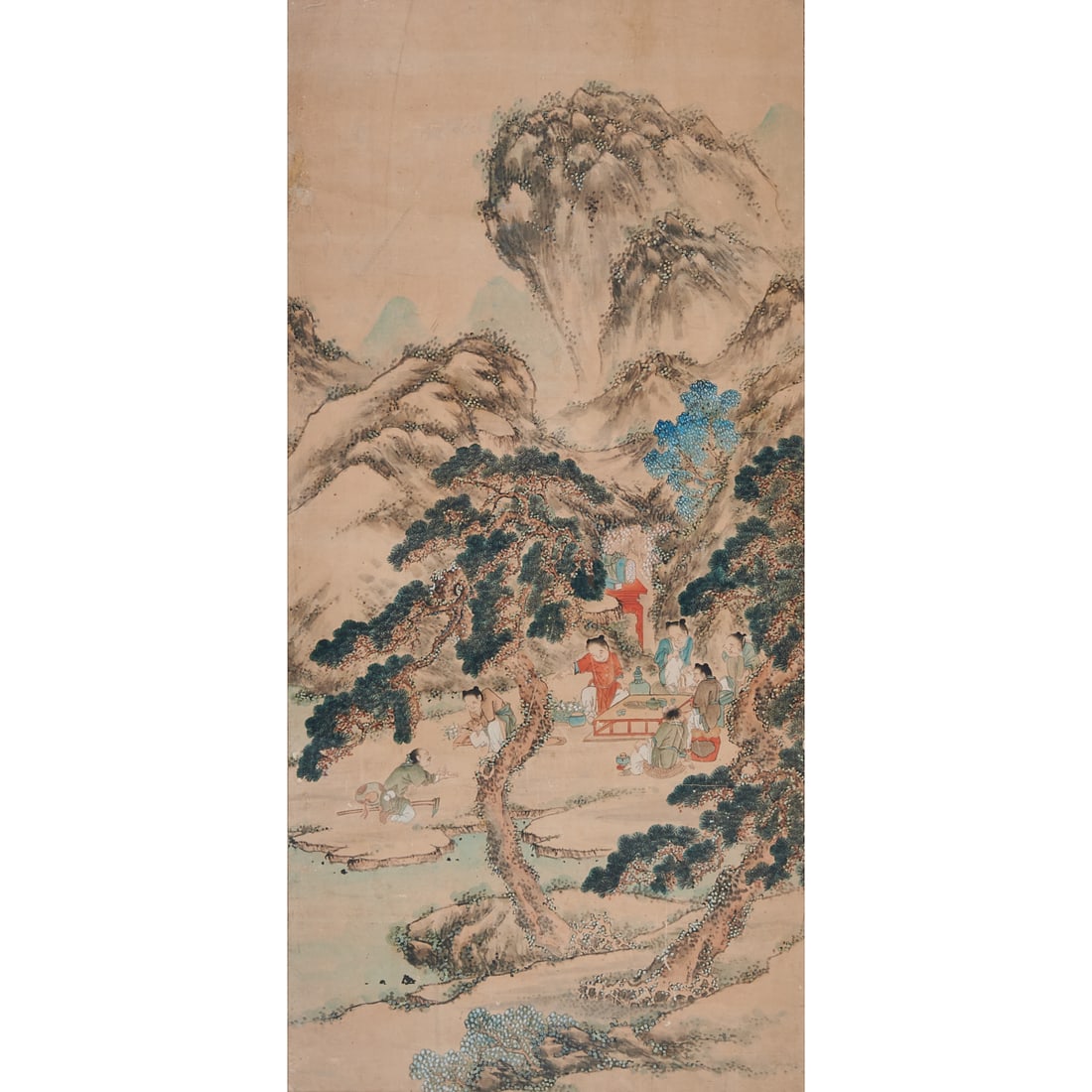 A Framed Chinese Painted Scroll, 'Children in Landscape' (1 of 3)