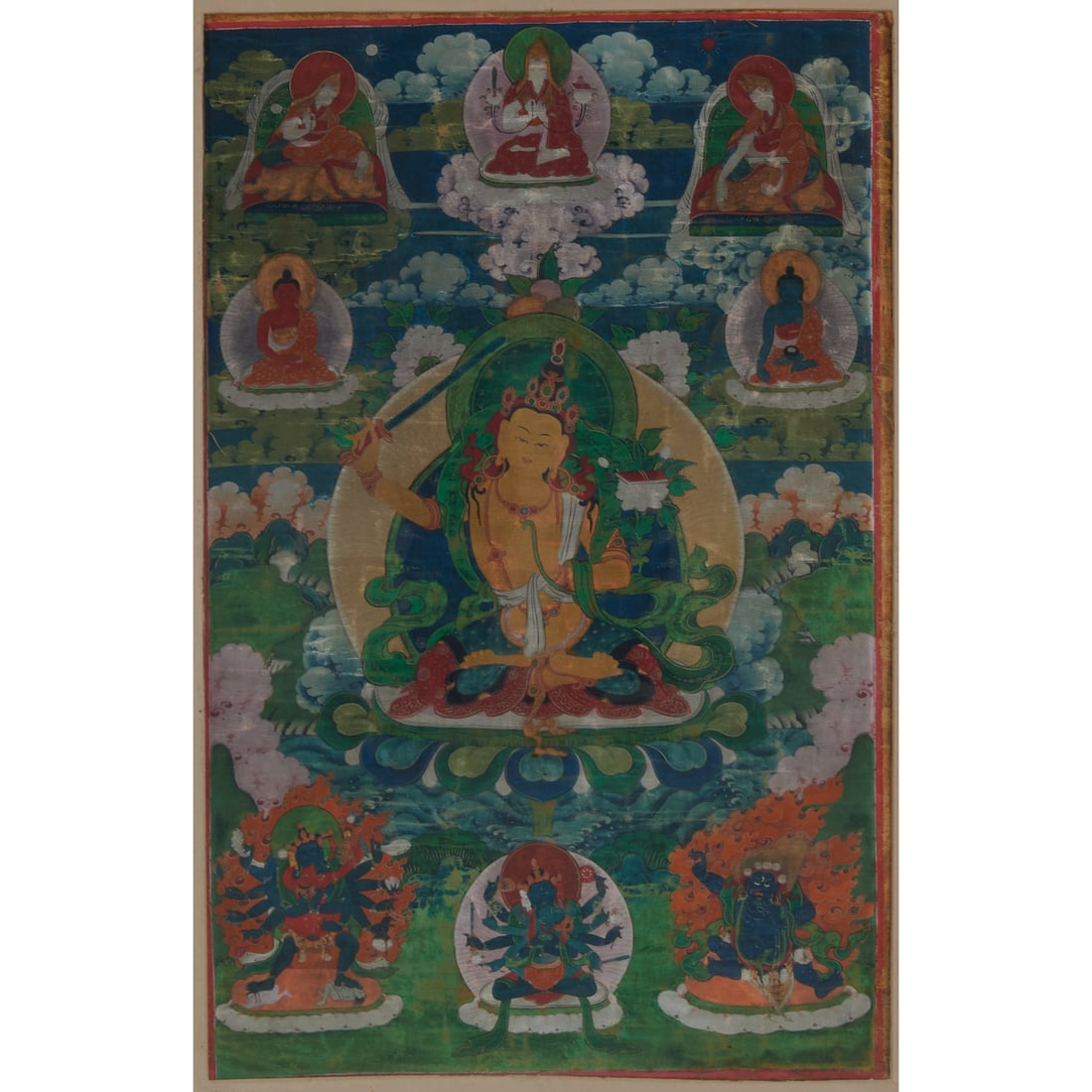 A Framed Tibetan Manjushri Thangka (1 of 3)