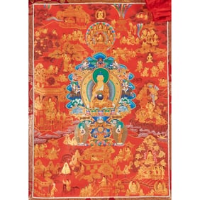 Large Sino-Tibetan Shakyamuni Buddha Thangka, 20th Century