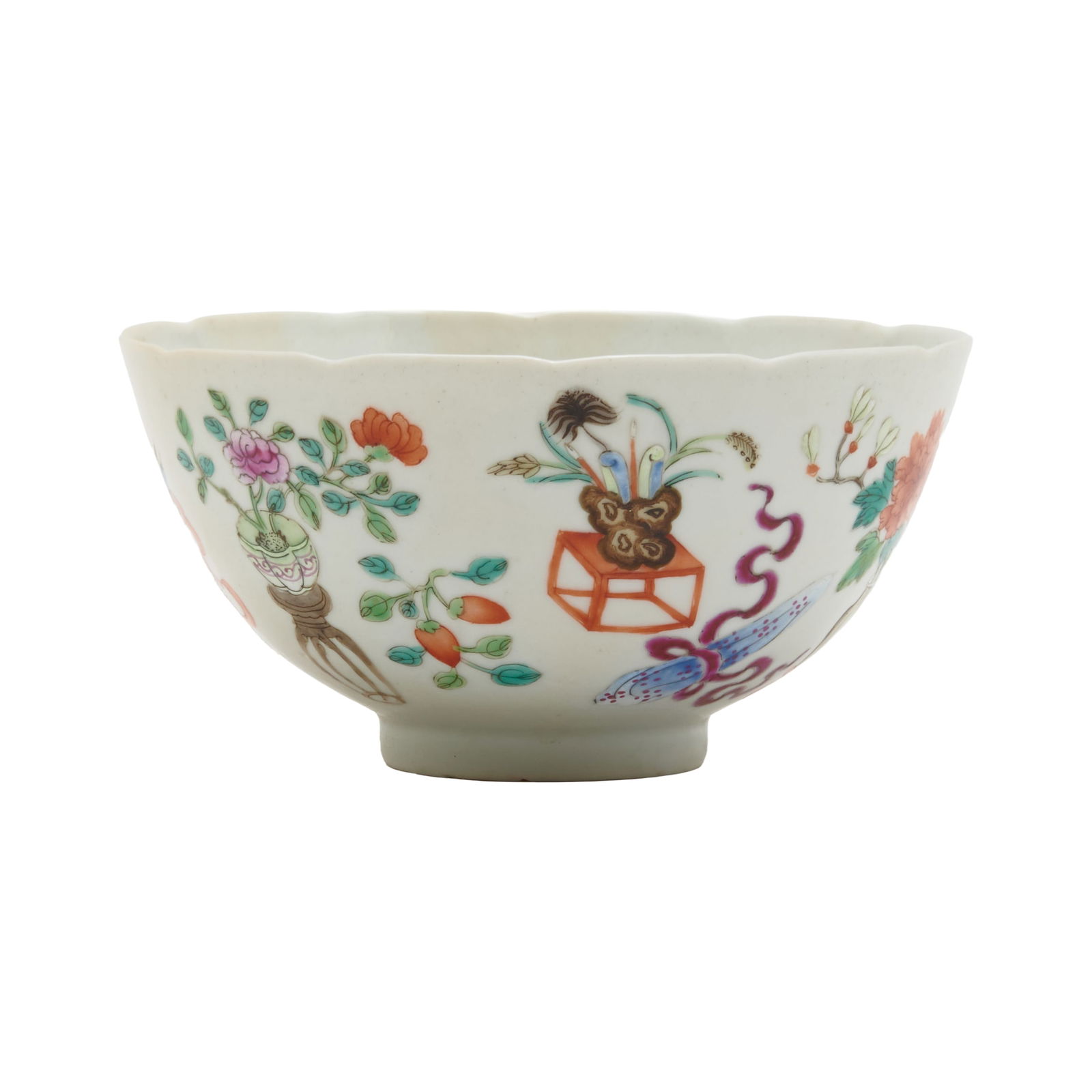 Chinese Famile Rose Porcelain Foliated Bowl (1 of 4)
