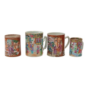 Four Chinese Export Porcelain Famille Rose Mugs