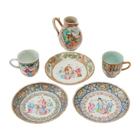 Group of Six Chinese Export Famille Rose Porcelain Items