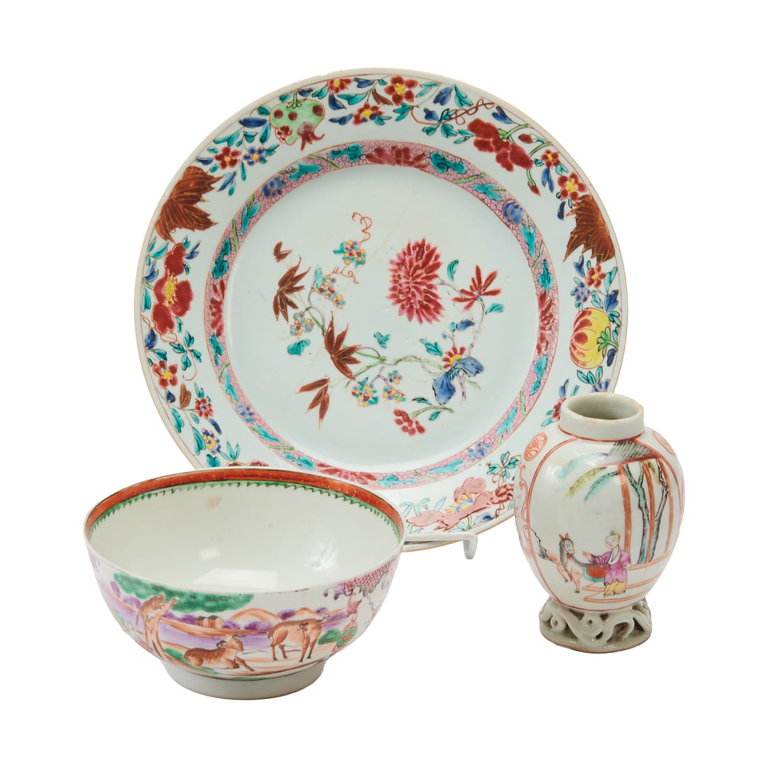Three Chinese Export Famille Rose Porcelain Items (1 of 8)