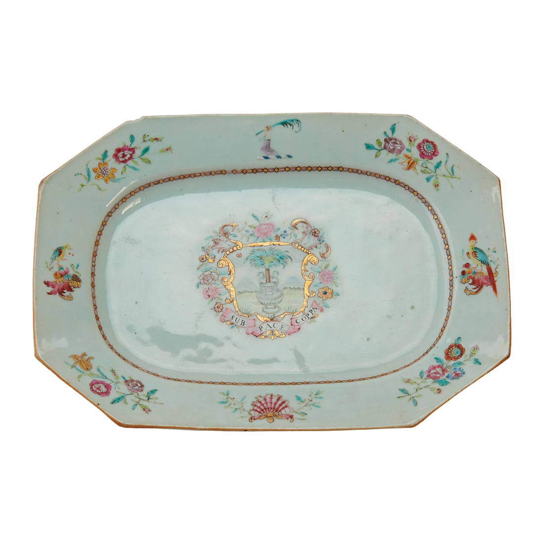 Chinese Export Porcelain Armorial Silver-Shaped Platter