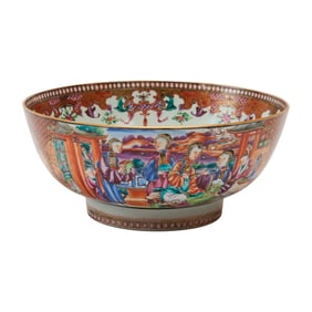 Chinese Export Porcelain Famille Rose Punch Bowl