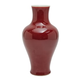 A Chinese Oxblood Porcelain Baluster Vase