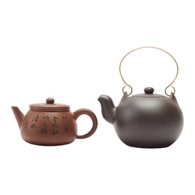 Two Chinese Yixing Zisha Pottery Teapots